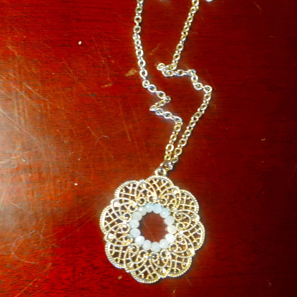 Charming Charlie Gold with Stone Embellishment Necklace